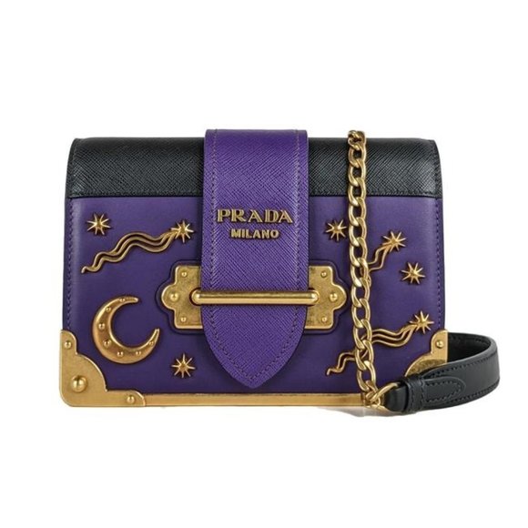 Prada Handbags - Prada Cahier Small Astrology Moon Star Purple Leather Cross Body Bag